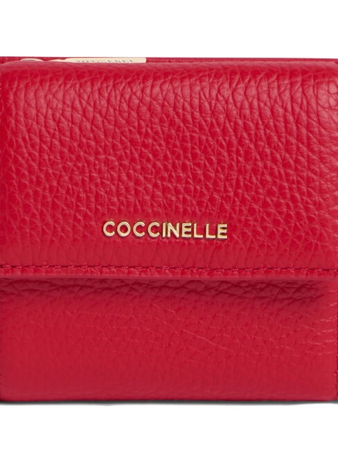 METALLIC SOFT Pebbled leather wallet scarlet - Women&rsquo;s Wallets