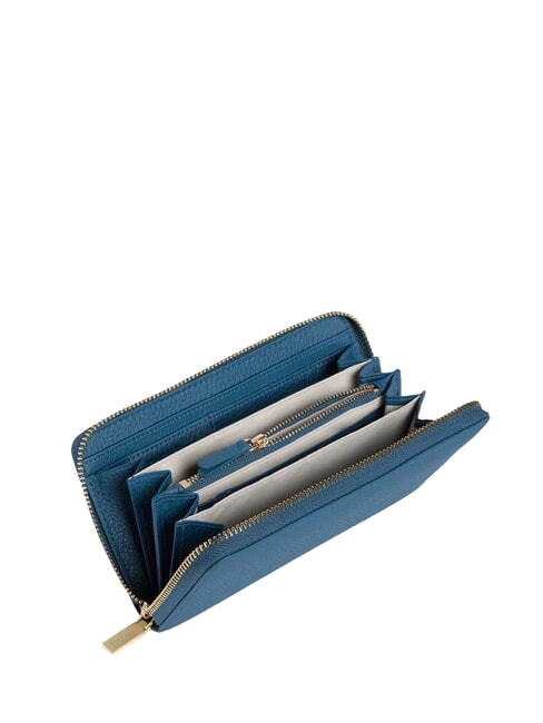 METALLIC SOFT Textured leather zip wallet deep blue - Women&rsquo;s Wallets