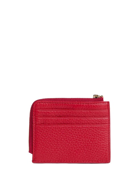 TASSEL Card holder with zip in hammered leather scarlet - Women&rsquo;s Wallets