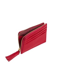 COCCINELLE TASSEL Card holder with zip in hammered leather scarlet - Women&rsquo;s Wallets - 3