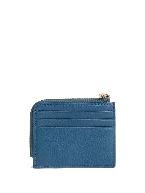 TASSEL Card holder with zip in hammered leather deep blue - Women&rsquo;s Wallets