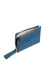 COCCINELLE TASSEL Card holder with zip in hammered leather deep blue - Women&rsquo;s Wallets - 3