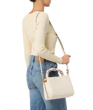 COCCINELLE BOHEME GRANA DOUBLE Handbag, with shoulder strap, in leather blanc / des - Women&rsquo;s Bags - 4