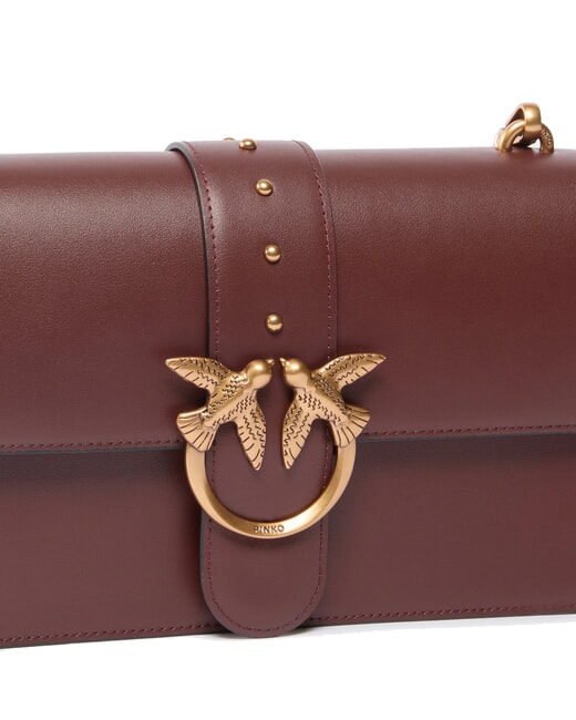 LOVE ONE CLASSIC Leather shoulder bag with flap burgundy wine-antique gold - Women&rsquo;s Bags