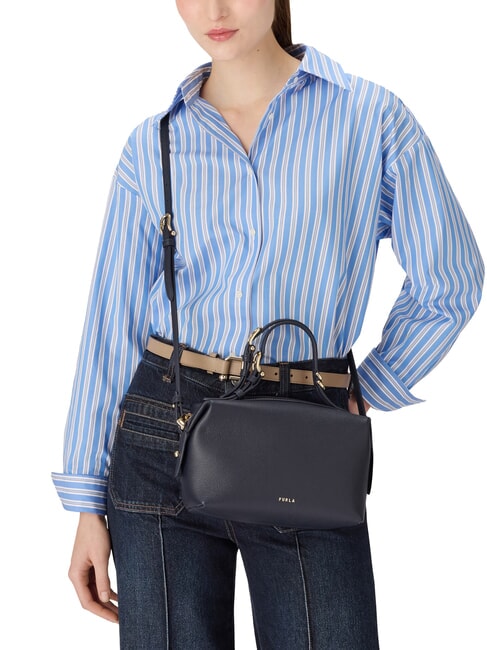 DOUBLE Leather satchel bag with shoulder strap ink blue - Women&rsquo;s Bags