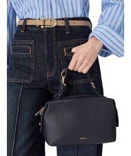 FURLA DOUBLE Leather satchel bag with shoulder strap ink blue - Women&rsquo;s Bags - 6