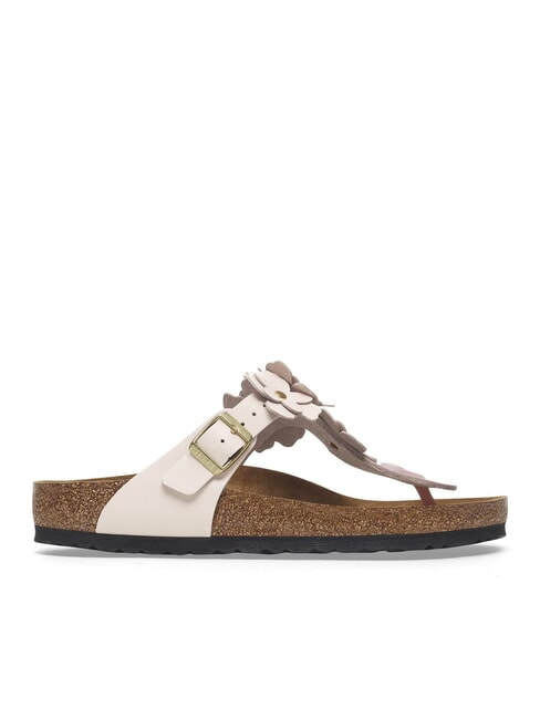 GIZEH Leather flip-flop with flowers light rose - Unisex shoes