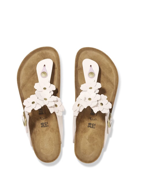 GIZEH Leather flip-flop with flowers light rose - Unisex shoes