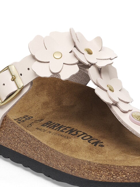 GIZEH Leather flip-flop with flowers light rose - Unisex shoes