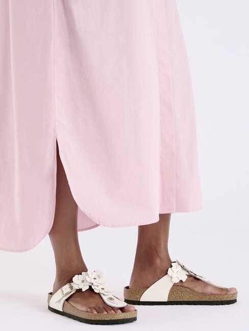 GIZEH Leather flip-flop with flowers light rose - Unisex shoes