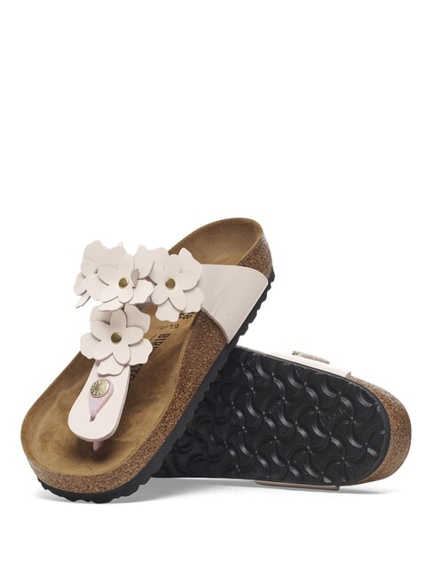 GIZEH Leather flip-flop with flowers light rose - Unisex shoes
