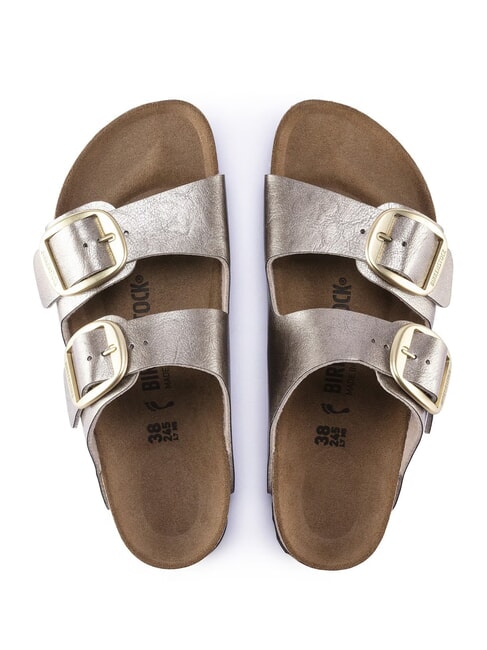 ARIZONA BIG BUCKLE Metallic slipper with buckles gray taupe - Women&rsquo;s shoes