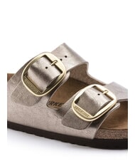 BIRKENSTOCK ARIZONA BIG BUCKLE Metallic slipper with buckles gray taupe - Women&rsquo;s shoes - 5