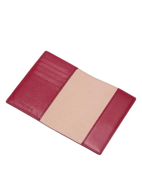 METALLIC SOFT Hammered leather passport holder sangria - Travel Accessories