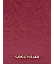 COCCINELLE METALLIC SOFT Hammered leather passport holder sangria - Travel Accessories - 3