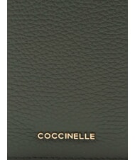 COCCINELLE METALLIC SOFT Hammered leather passport holder seaweed - Travel Accessories - 3