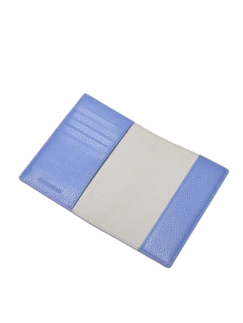 METALLIC SOFT Hammered leather passport holder blue - Travel Accessories