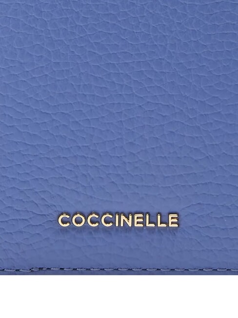 METALLIC SOFT Hammered leather passport holder blue - Travel Accessories