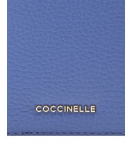 COCCINELLE METALLIC SOFT Hammered leather passport holder blue - Travel Accessories - 3