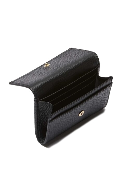 METALLIC SOFT Hammered leather card holder Black - Women&rsquo;s Wallets