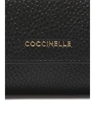 COCCINELLE METALLIC SOFT Hammered leather card holder Black - Women&rsquo;s Wallets - 3