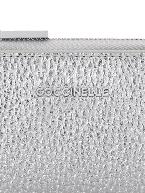 METALLIC SOFT Leather card holder SILVER - Women&rsquo;s Wallets