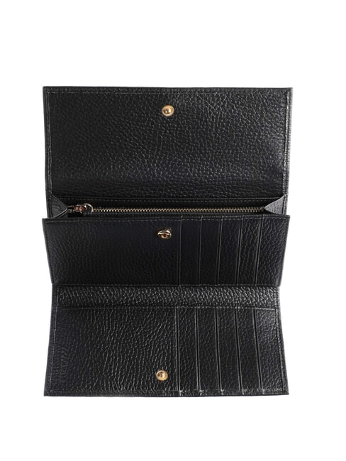 METALLIC SOFT Wallet in hammered leather Black - Women&rsquo;s Wallets