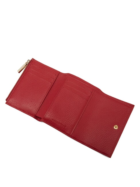 METALLIC SOFT Small wallet in textured leather ruby - Women&rsquo;s Wallets