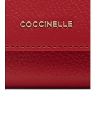 COCCINELLE METALLIC SOFT Small wallet in textured leather ruby - Women&rsquo;s Wallets - 3