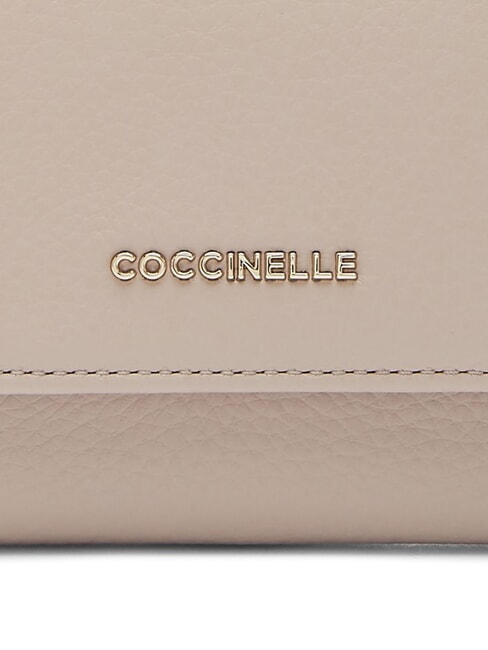 METALLIC SOFT Small wallet in textured leather powder pink - Women&rsquo;s Wallets