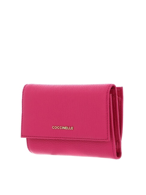 METALLIC SOFT Hammered leather bifold wallet new fuchsia - Women&rsquo;s Wallets