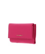 COCCINELLE METALLIC SOFT Hammered leather bifold wallet new fuchsia - Women&rsquo;s Wallets - 4