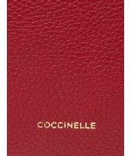 COCCINELLE TEBE Shoulder bag in textured leather ruby - Women&rsquo;s Bags - 4