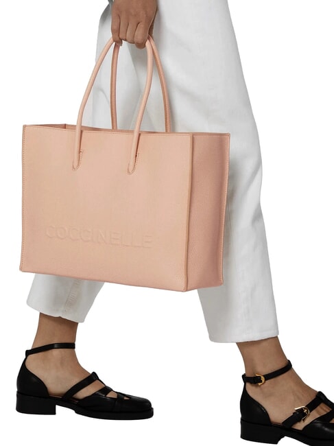 MYRTHA MAXI LOG Hammered leather shopping bag rosette - Women&rsquo;s Bags