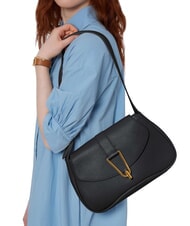 COCCINELLE HIMMA Hammered leather shoulder bag Black - Women&rsquo;s Bags - 5