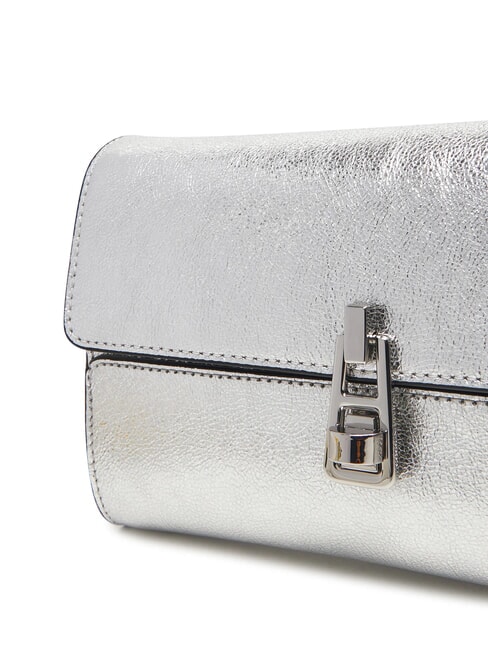 MAGIE 2NITE SMOOTH Metallic leather clutch bag SILVER - Women&rsquo;s Bags