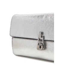 COCCINELLE MAGIE 2NITE SMOOTH Metallic leather clutch bag SILVER - Women&rsquo;s Bags - 3