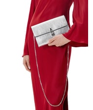 COCCINELLE MAGIE 2NITE SMOOTH Metallic leather clutch bag SILVER - Women&rsquo;s Bags - 4