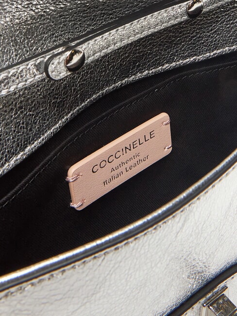 MAGIE 2NITE SMOOTH Metallic leather clutch bag SILVER - Women&rsquo;s Bags