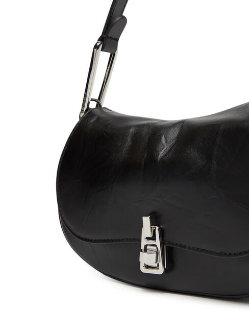 MAGIE WRINKLED Leather shoulder bag with flap Black - Women&rsquo;s Bags
