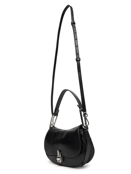 MAGIE WRINKLED Leather shoulder bag with flap Black - Women&rsquo;s Bags