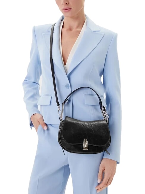 MAGIE WRINKLED Leather shoulder bag with flap Black - Women&rsquo;s Bags