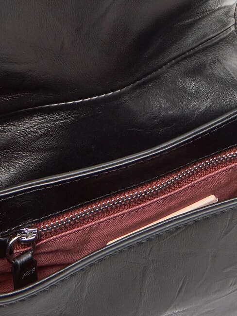 MAGIE WRINKLED Leather shoulder bag with flap Black - Women&rsquo;s Bags