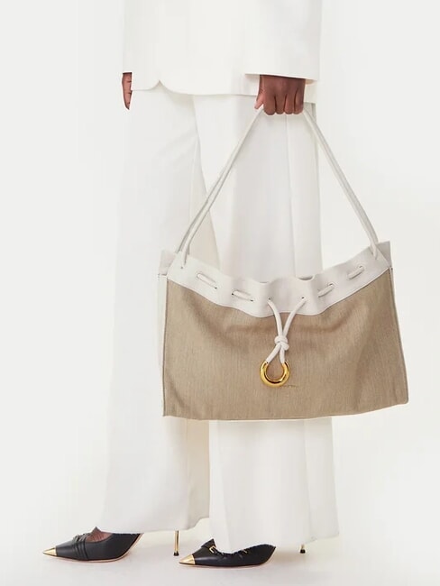 ISABELA CANVAS Canvas and leather hobo bag natural/white - Women&rsquo;s Bags