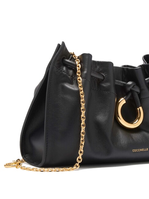 ISABELA Leather bag with metal shoulder strap Black - Women&rsquo;s Bags