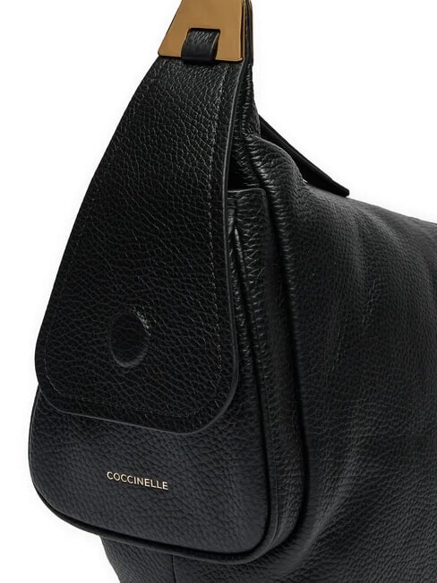CAMPUS Hammered leather hobo shoulder bag Black - Women&rsquo;s Bags