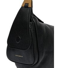 COCCINELLE CAMPUS Hammered leather hobo shoulder bag Black - Women&rsquo;s Bags - 3