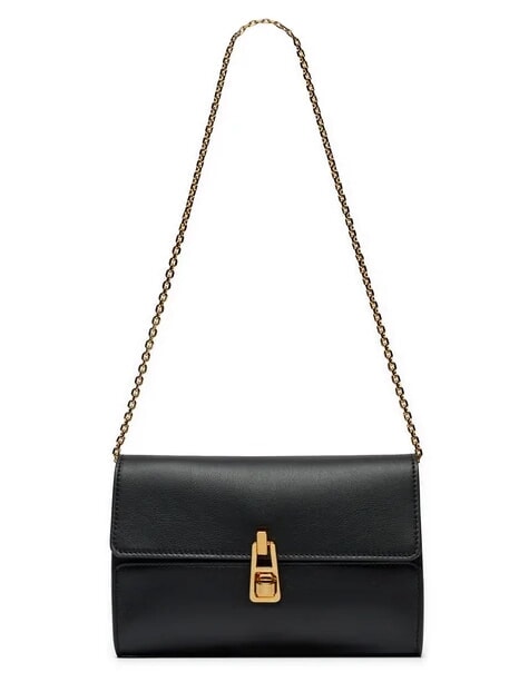 CAMPIONARIO - MAGIE 2NITE Leather clutch bag with chain shoulder strap Black - Women&rsquo;s Bags