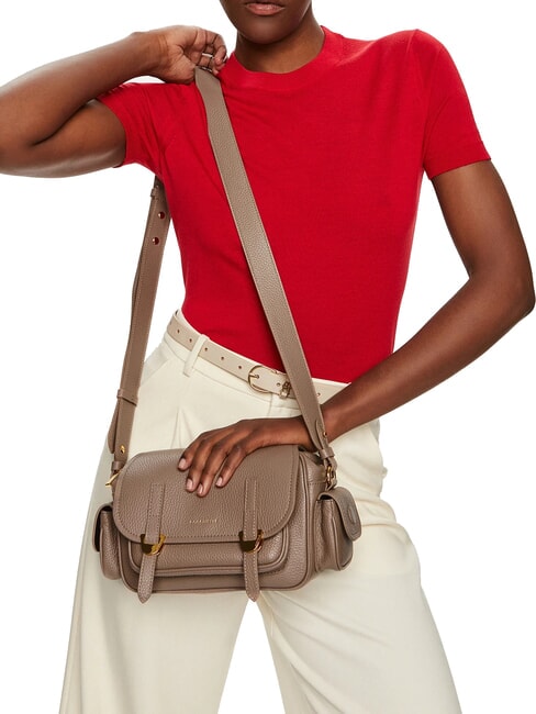CAMPUS Mini shoulder bag, in leather warm taupe - Women&rsquo;s Bags