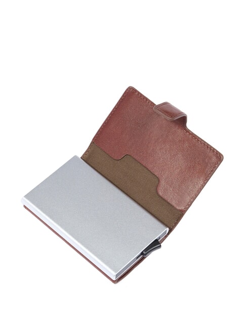 STORY UOMO RFID leather snap card holder brown 14/ruthenium palladium - Men&rsquo;s Wallets